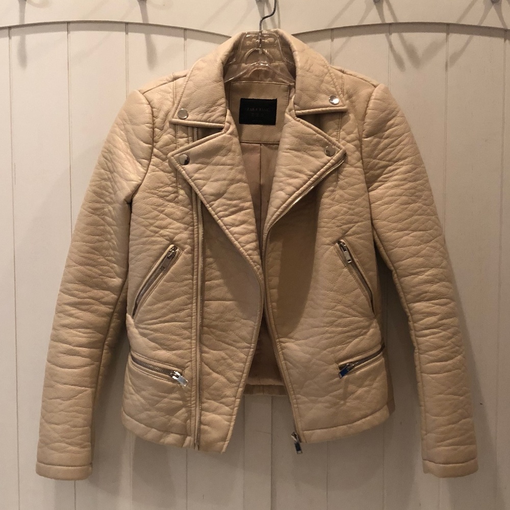 Zara Cream/Ivory Leather Jacket